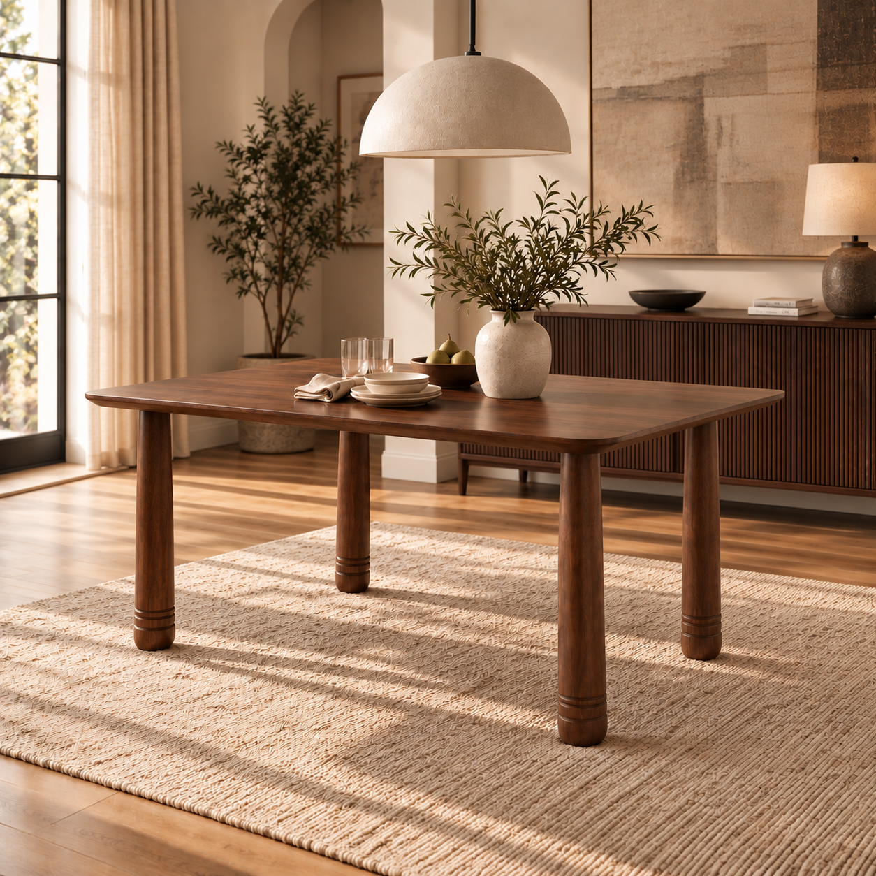 Bastien Walnut Solid Oak Dining Table