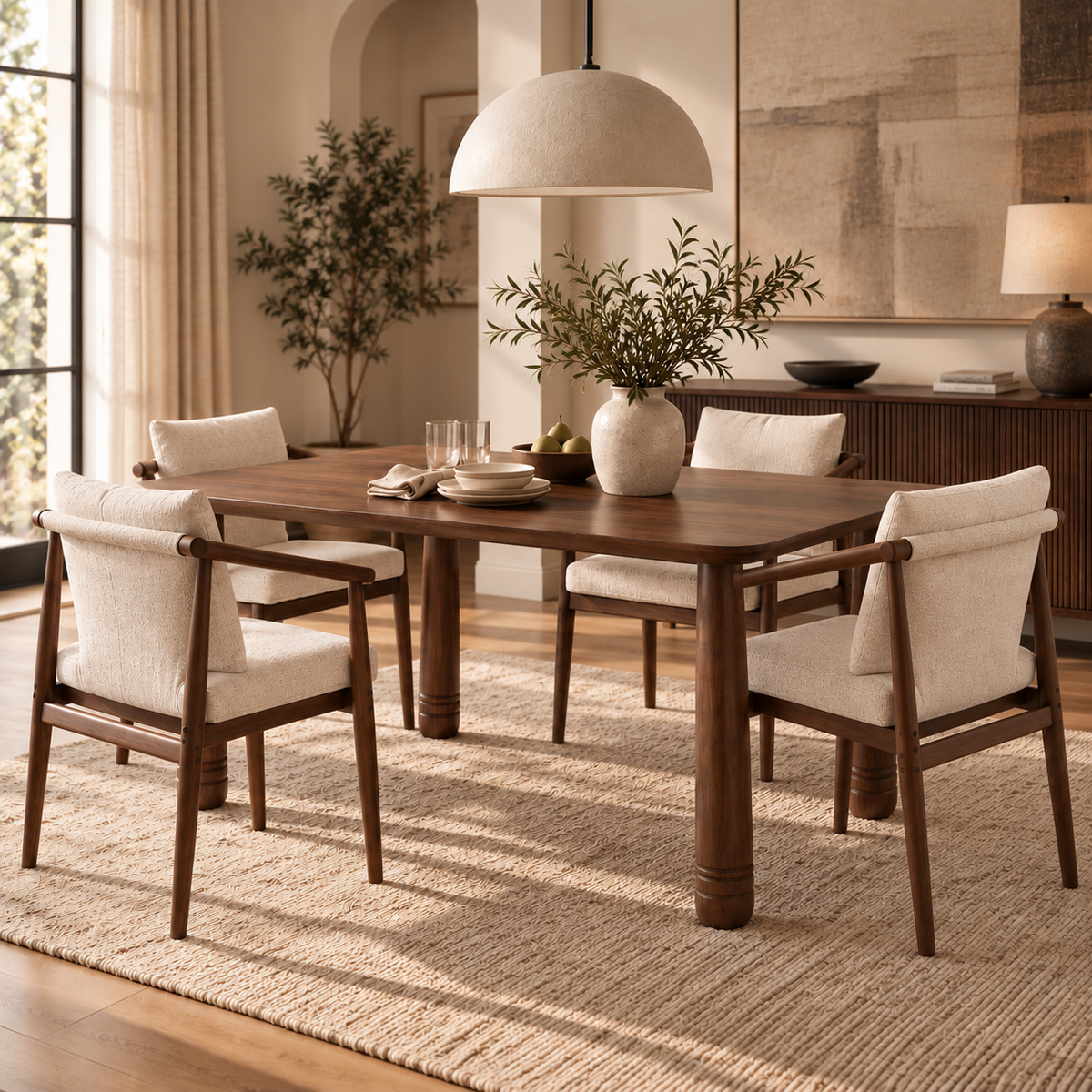 Bastien Walnut Solid Oak Dining Table