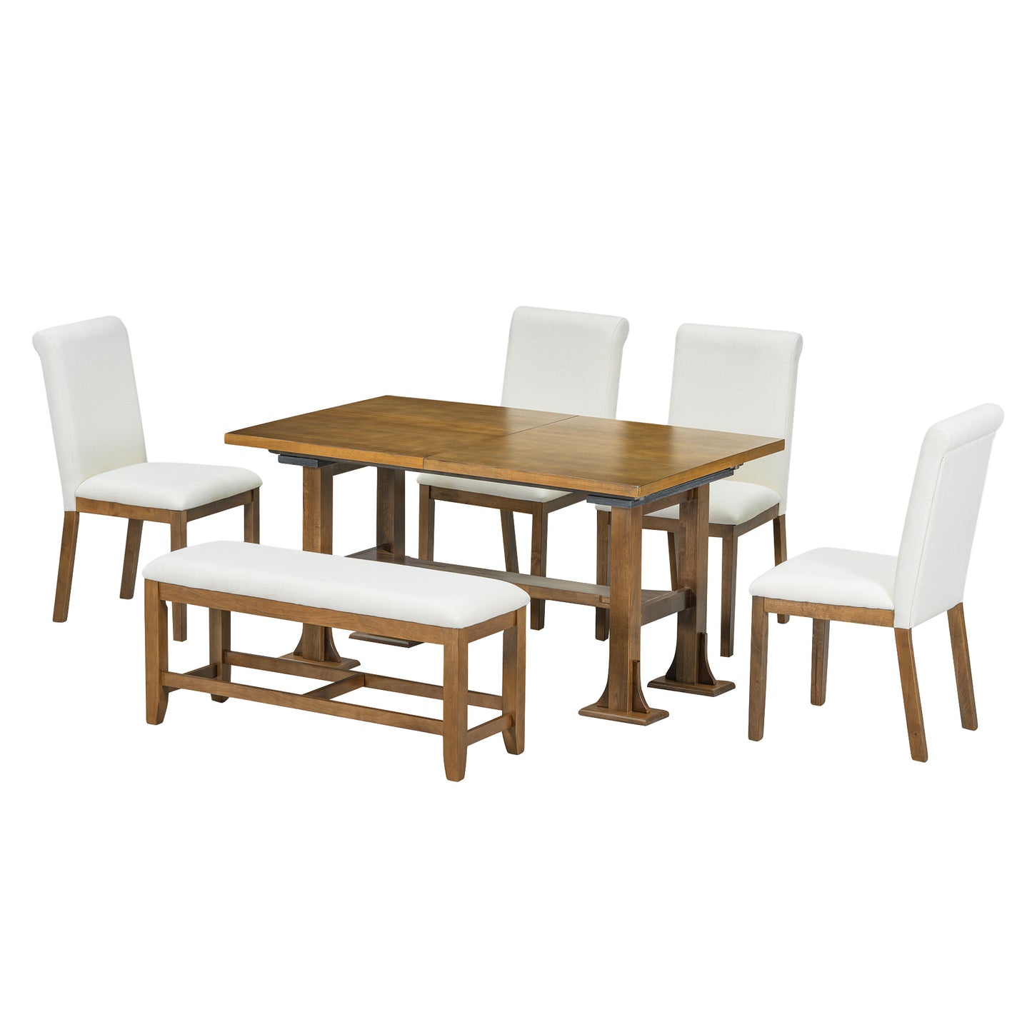 TopMax Extendable Dining Table, 6 Piece Set