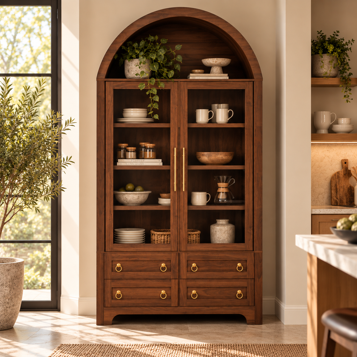 Bellamy Arched Storage Cabinet, Walnut