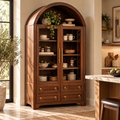 Bellamy Arched Storage Cabinet, Walnut