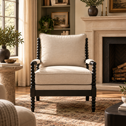 Bellamy Bobbin Accent Chair, Black