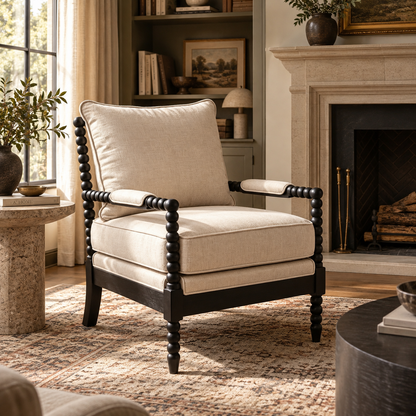 Bellamy Bobbin Accent Chair, Black