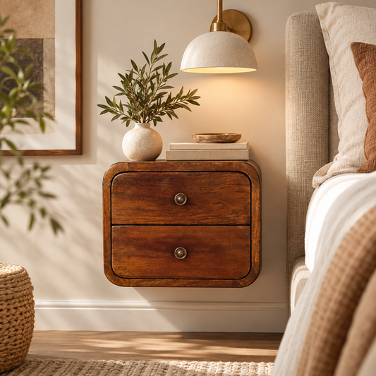 Bennett Two-Drawer Floating Nightstand, Chestnut