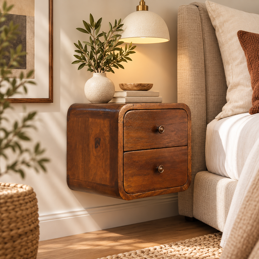 Bennett Two-Drawer Floating Nightstand, Chestnut