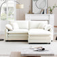 Berk Corduroy Sofa With Ottoman, Beige