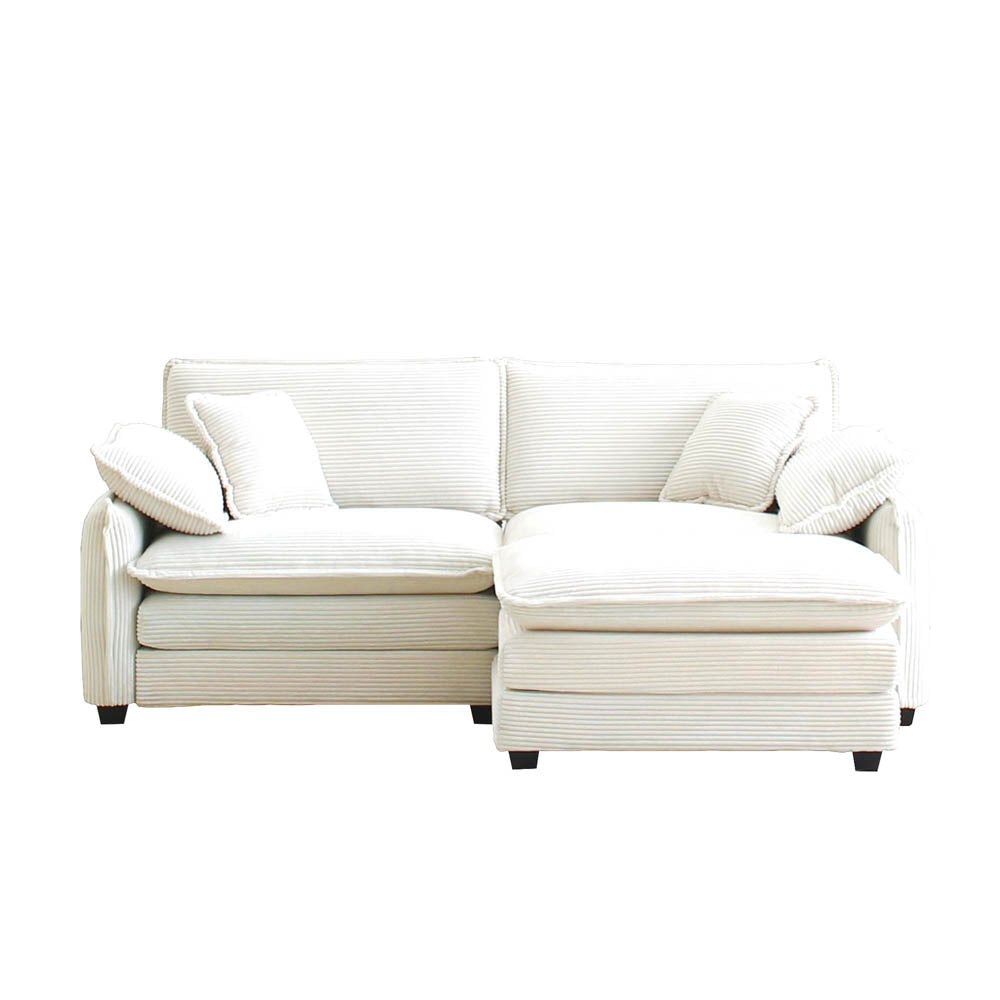 Berk Corduroy Sofa With Ottoman, Beige