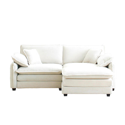 Berk Corduroy Sofa With Ottoman, Beige