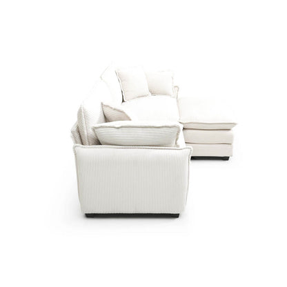 Berk Corduroy Sofa With Ottoman, Beige