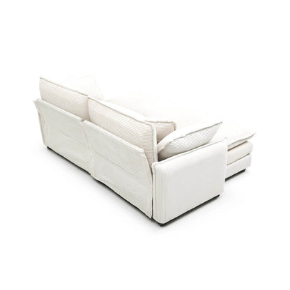 Berk Corduroy Sofa With Ottoman, Beige