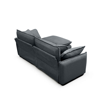 Berk Corduroy Sofa with Ottoman, Grey