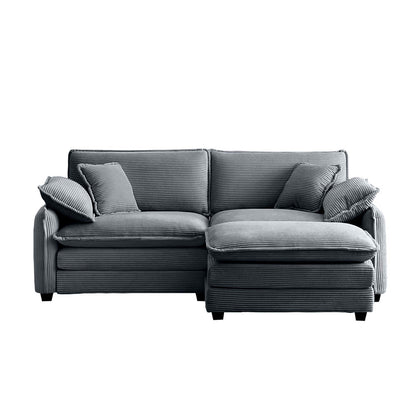 Berk Corduroy Sofa with Ottoman, Grey