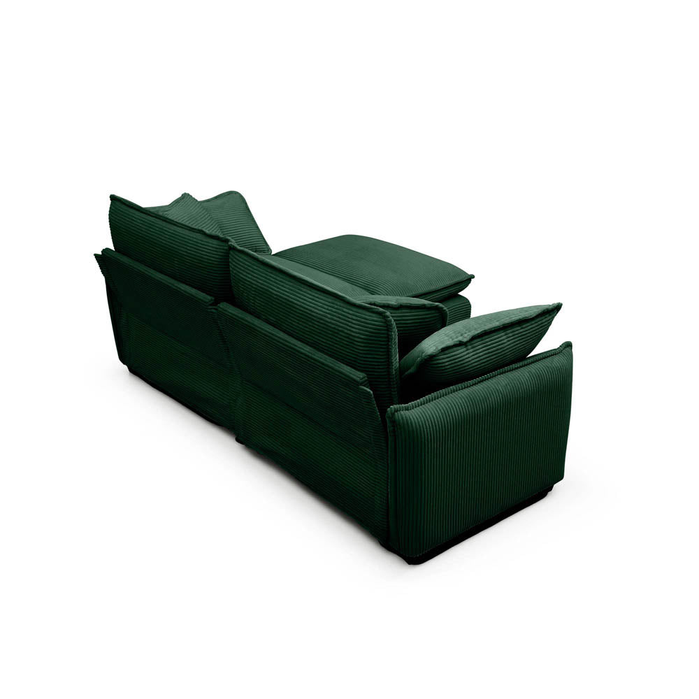 Berk Corduroy Sofa With Ottoman, Green