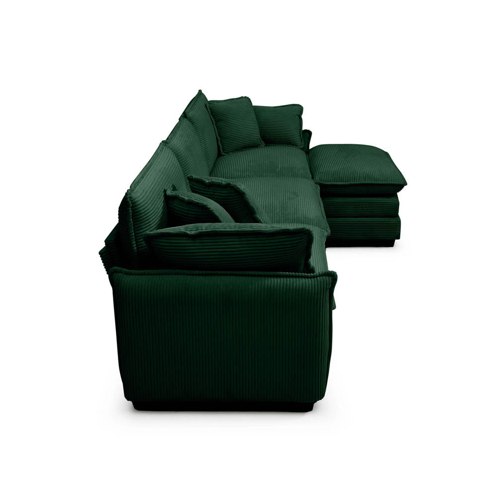 Berk Corduroy Sofa With Ottoman, Green