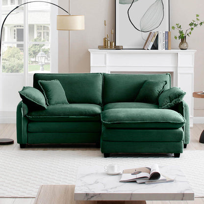 Berk Corduroy Sofa With Ottoman, Green