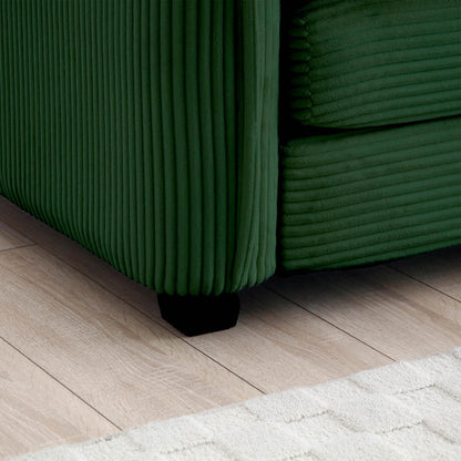 Berk Corduroy Sofa With Ottoman, Green