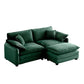 Berk Corduroy Sofa With Ottoman, Green