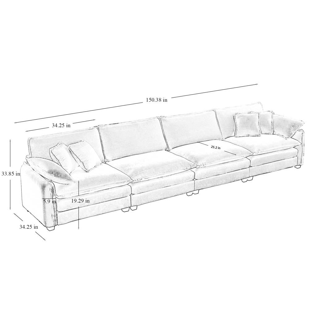Berk Corduroy Sofa , Beige