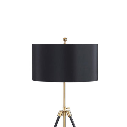 Arden Black and Gold Tripod Floor Lamp with Black Drum Shade