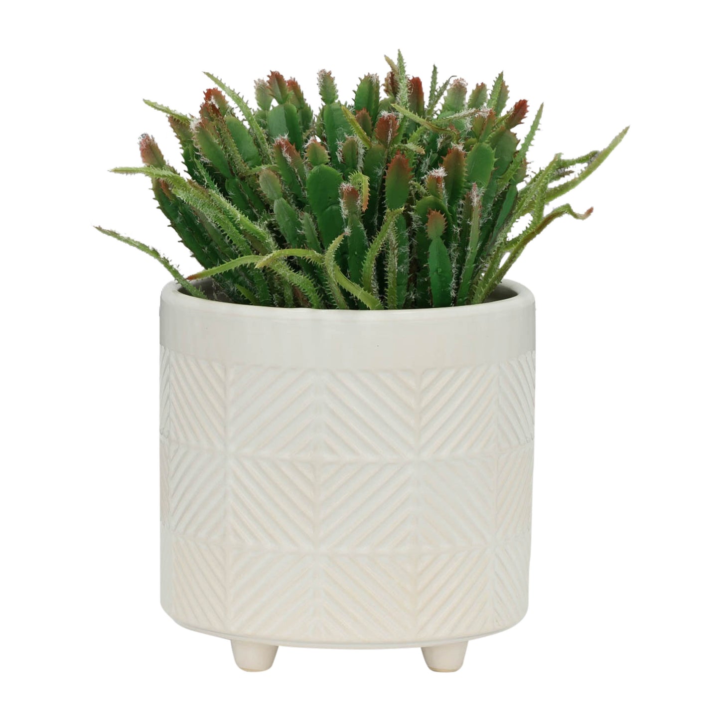 Geo White Planter Pots, Set of 2