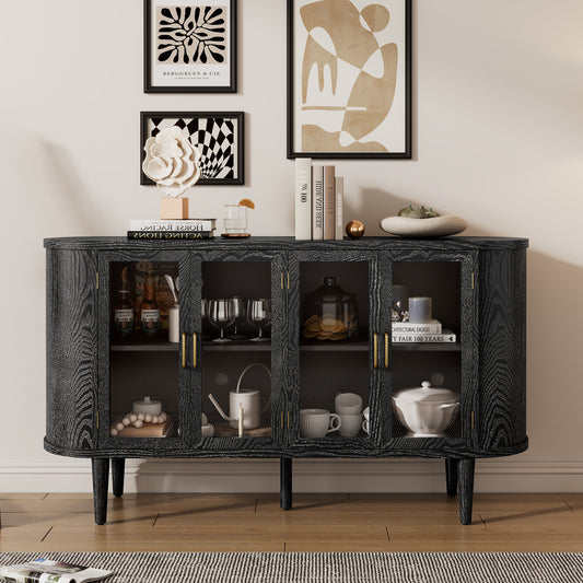 Bryn Fluted Glass Door Sideboard, Black
