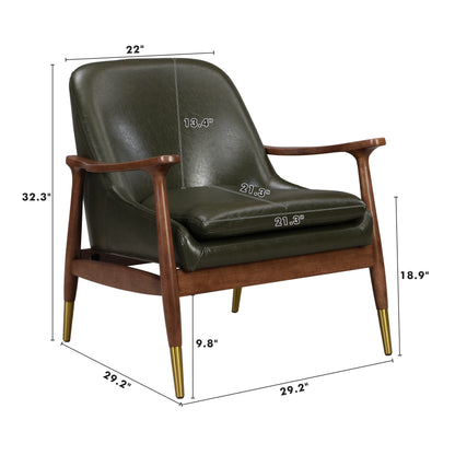 Kova Mid-Century Faux Leather Accent Chair