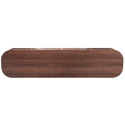 Milo Fluted Rattan Media Credenza, Walnut Brown