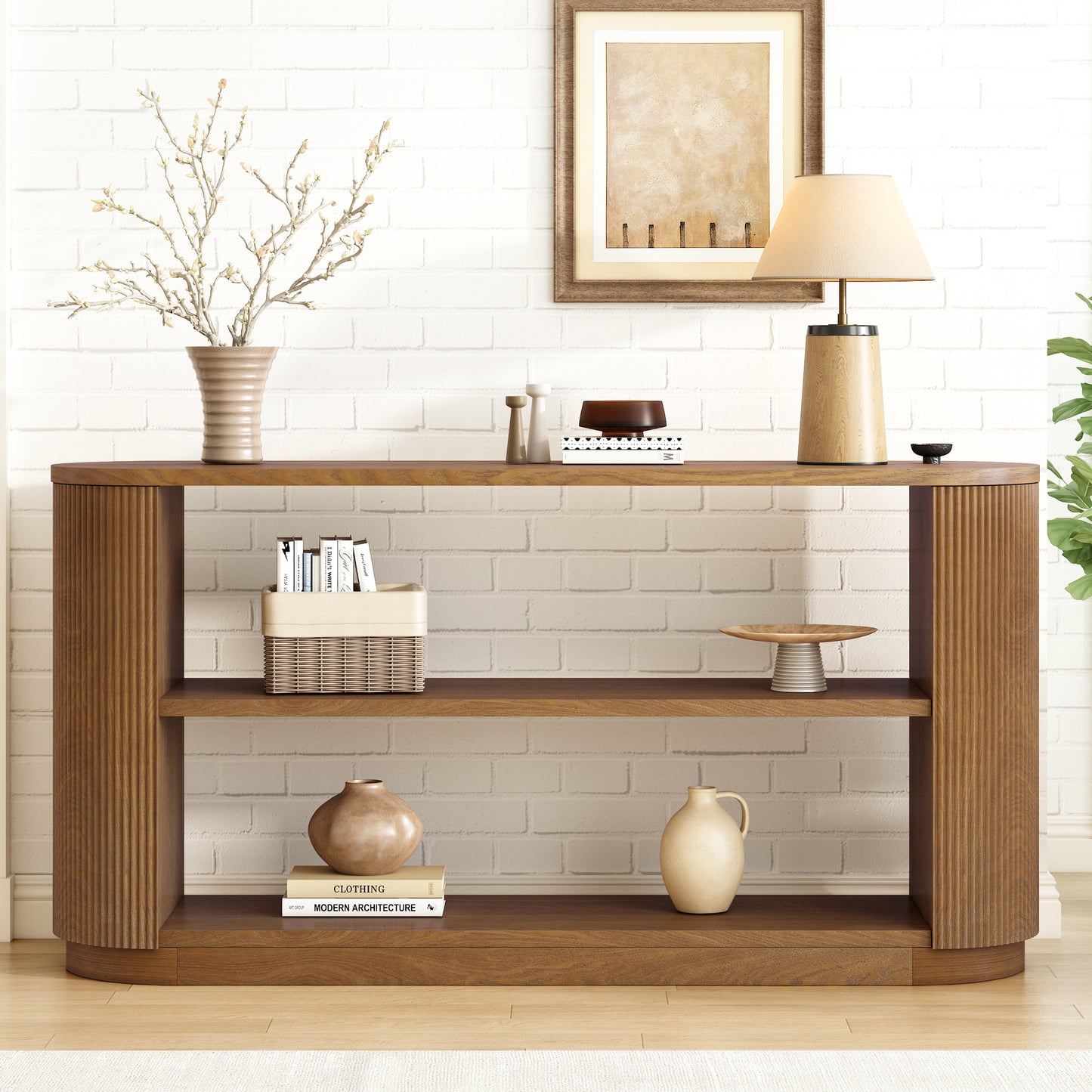 Soren Curved Console Table – Brown