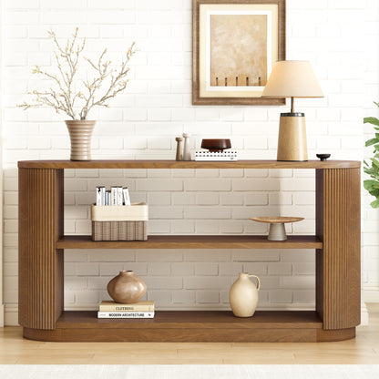 Soren Curved Console Table – Brown