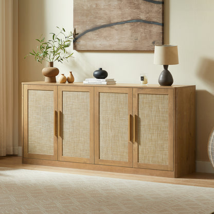 Ellis Woven Rattan Oak Sideboard