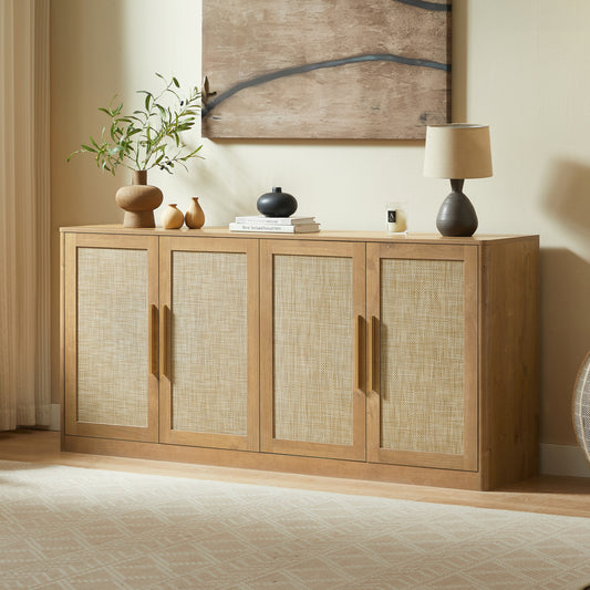 Ellis Woven Rattan Oak Sideboard