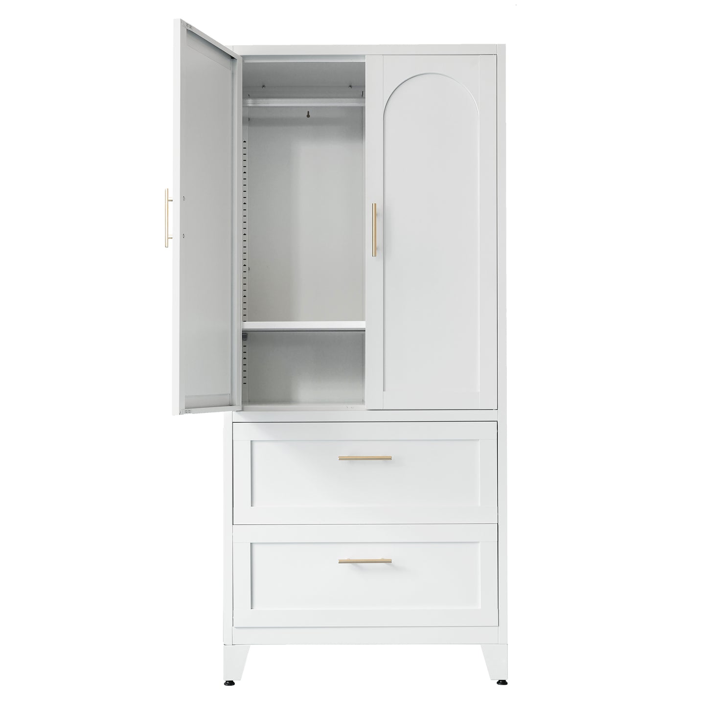 Harper Tall Storage Wardrobe with Drawers, White