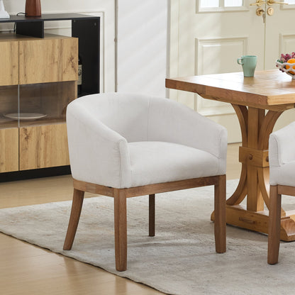 Camille Upholstered Barrel Dining Chair, Beige