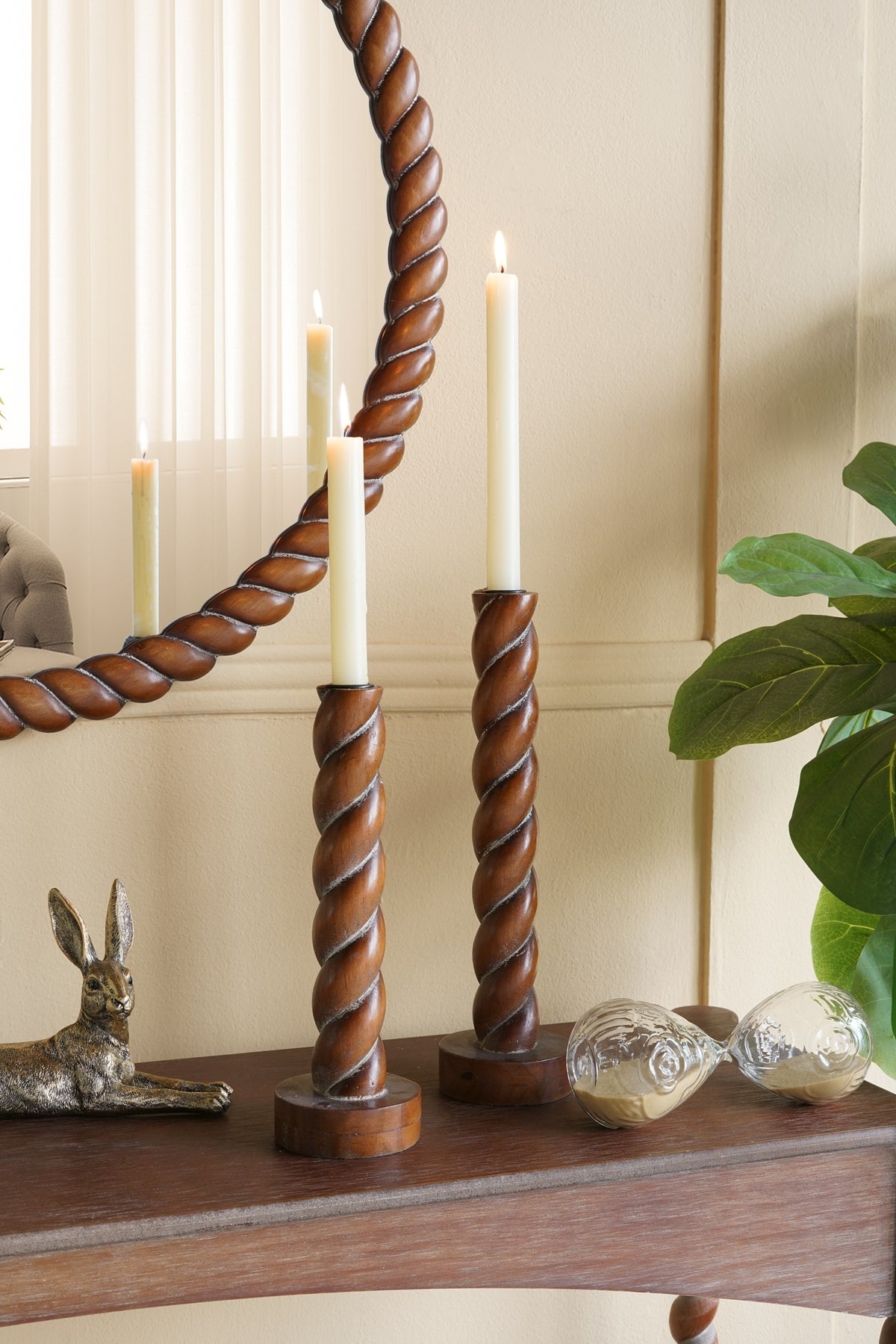 Birchwood Spiral Taper Candle Holders, Set of 2