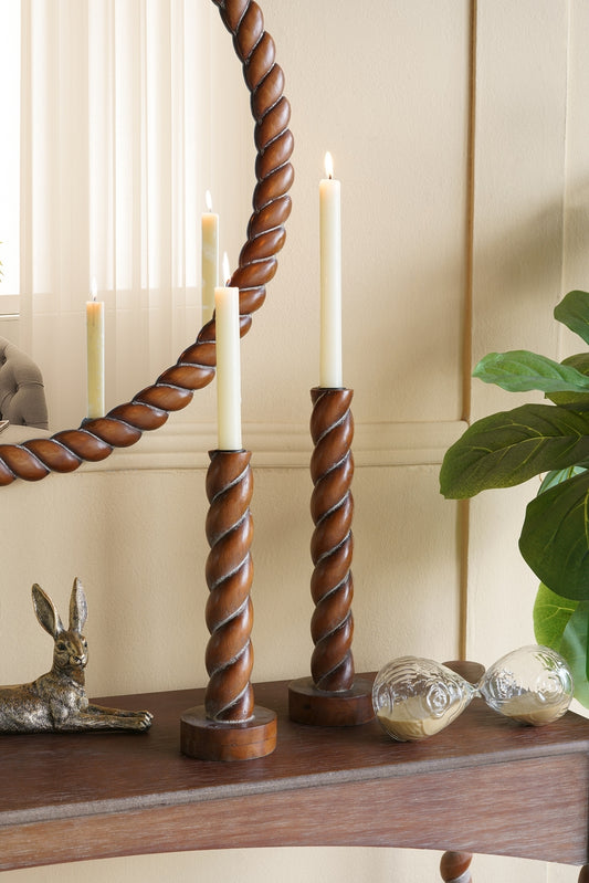 Birchwood Spiral Taper Candle Holders, Set of 2