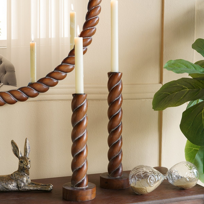 Birchwood Spiral Taper Candle Holders, Set of 2
