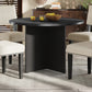 Modern 5-Piece Round Dining Table Set, Black