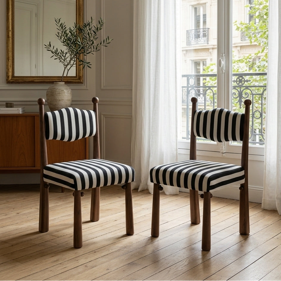 Elodie Striped Upholstered Dining Chairs, Set of 2