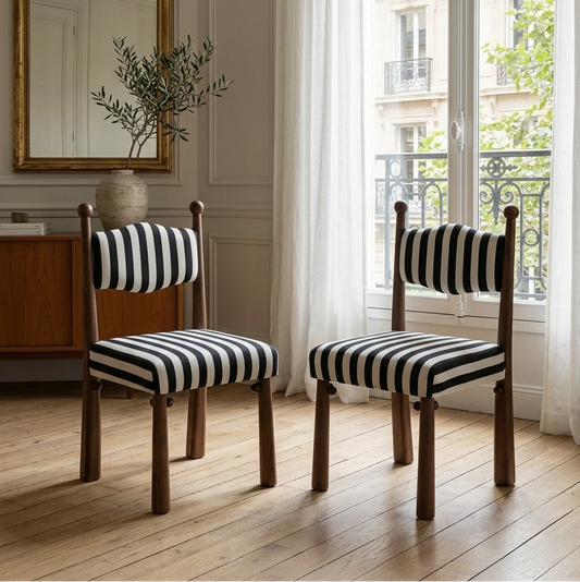 Elodie Striped Upholstered Dining Chairs, Set of 2