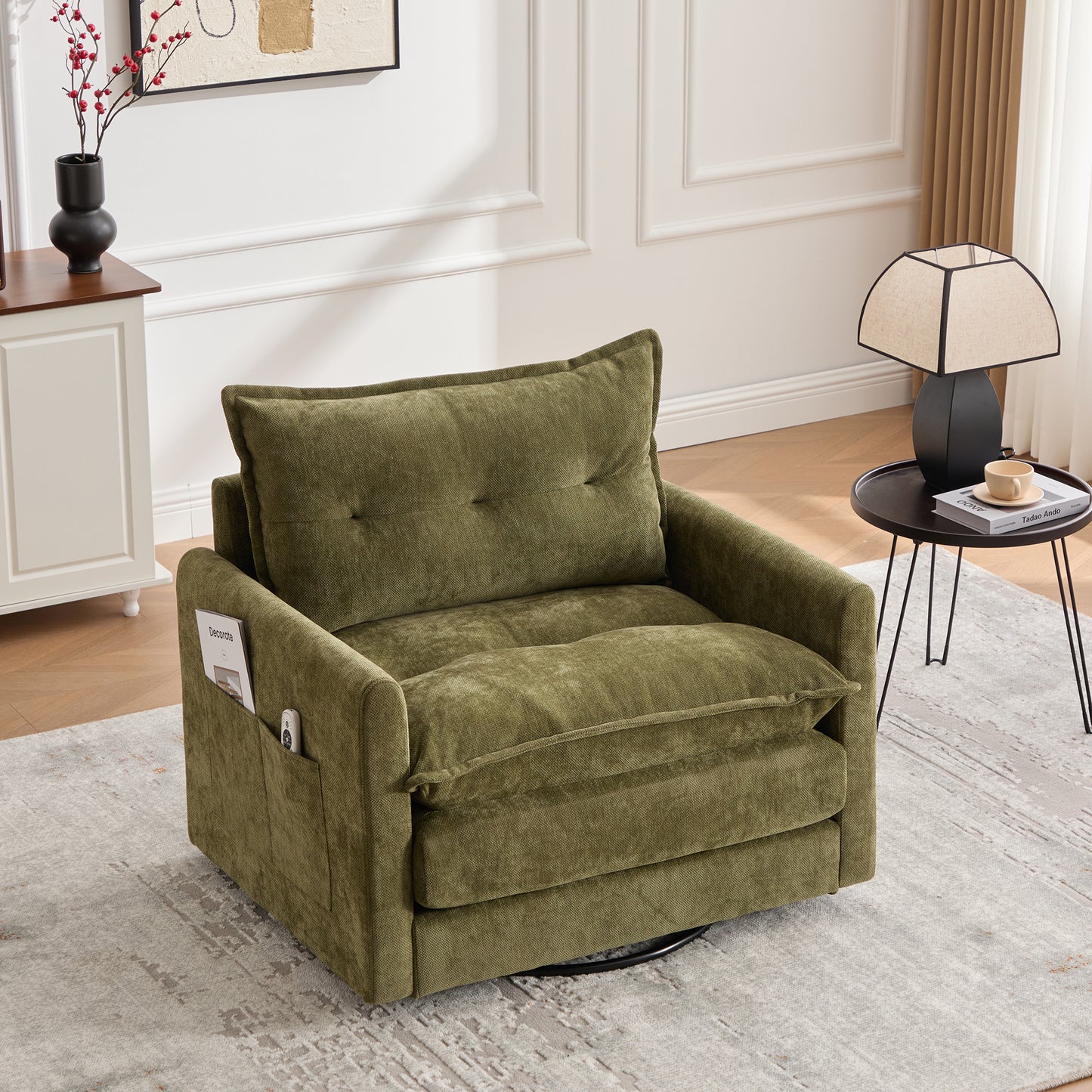Asher Chenille Swivel Lounge Chair