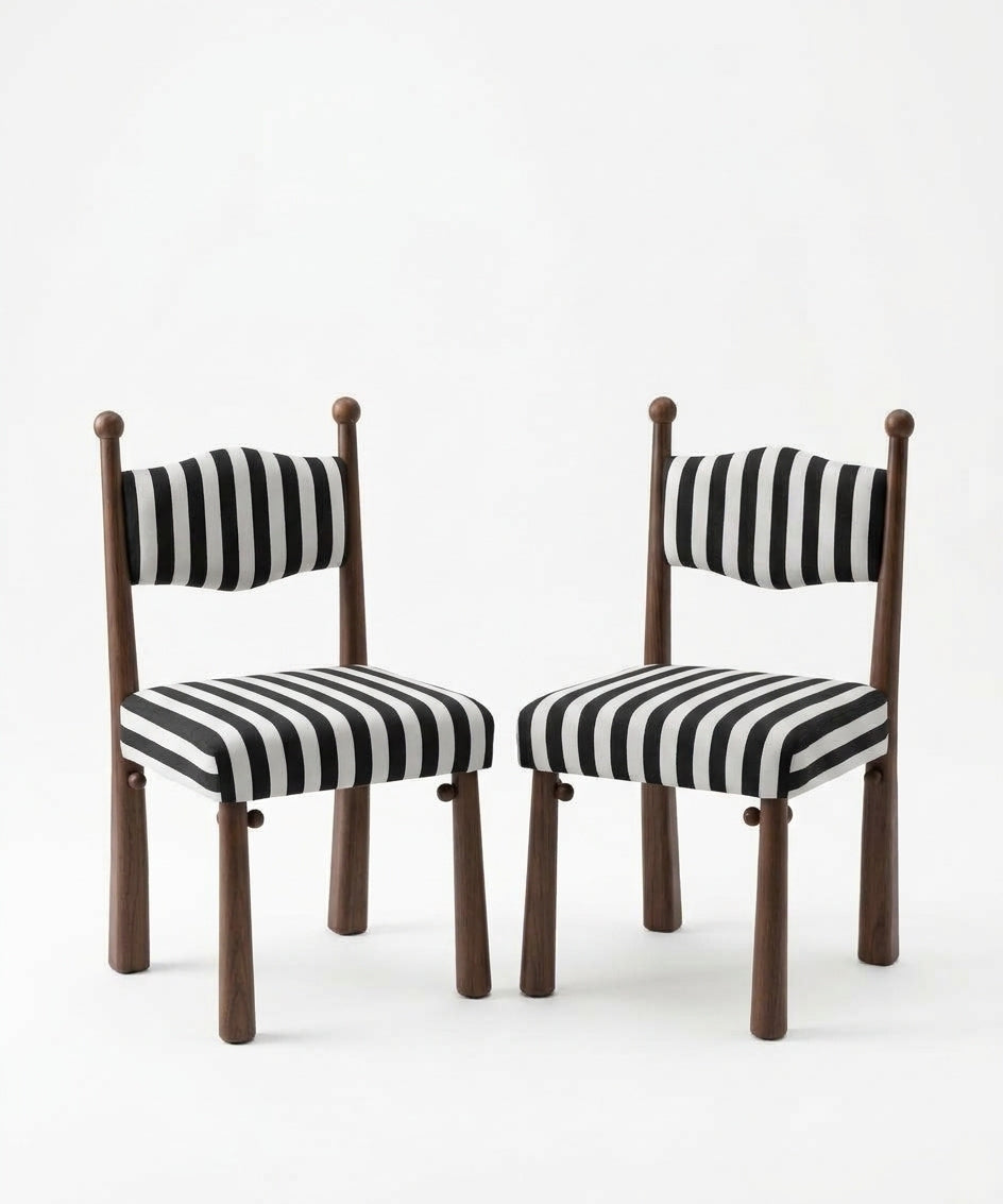 Elodie Striped Upholstered Dining Chairs, Set of 2