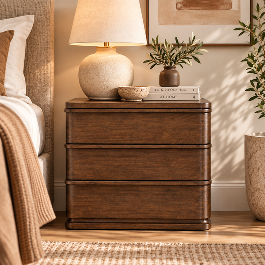 Callen 3-Drawer Nightstand, Brown Oak