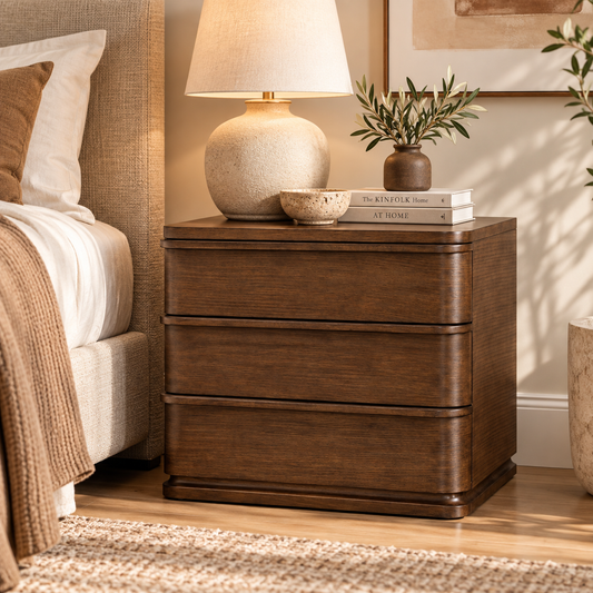 Callen 3-Drawer Nightstand, Brown Oak