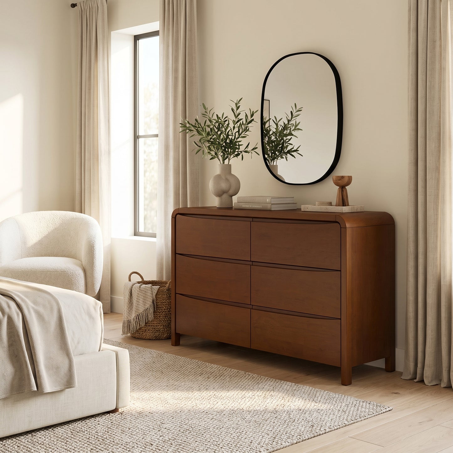 Calloway Mid Century Modern Six-Drawer Dresser