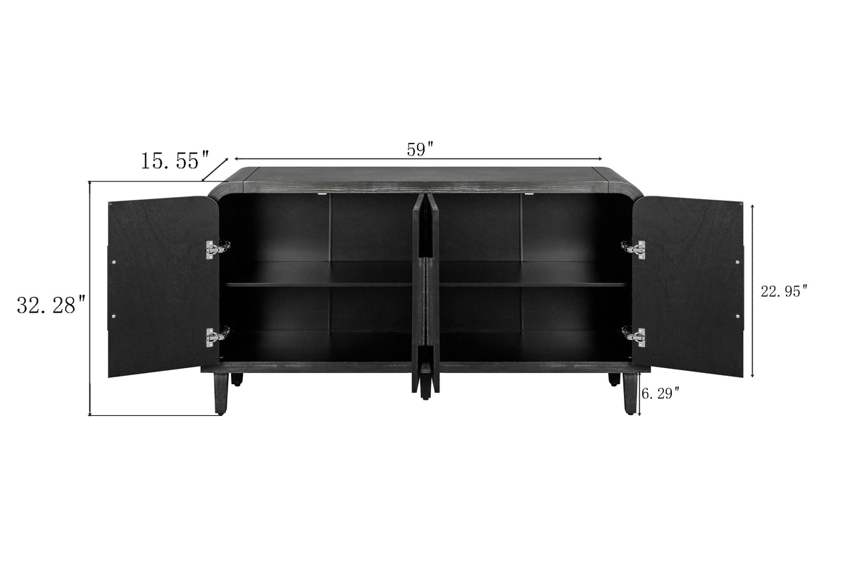Reeded Black Sideboard
