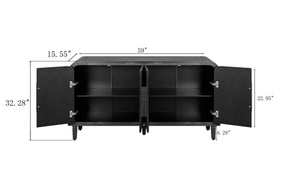 Reeded Black Sideboard
