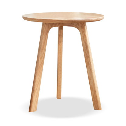 Round Solid Oak Side Table, Natural Finish