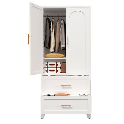 Harper Tall Storage Wardrobe with Drawers, White