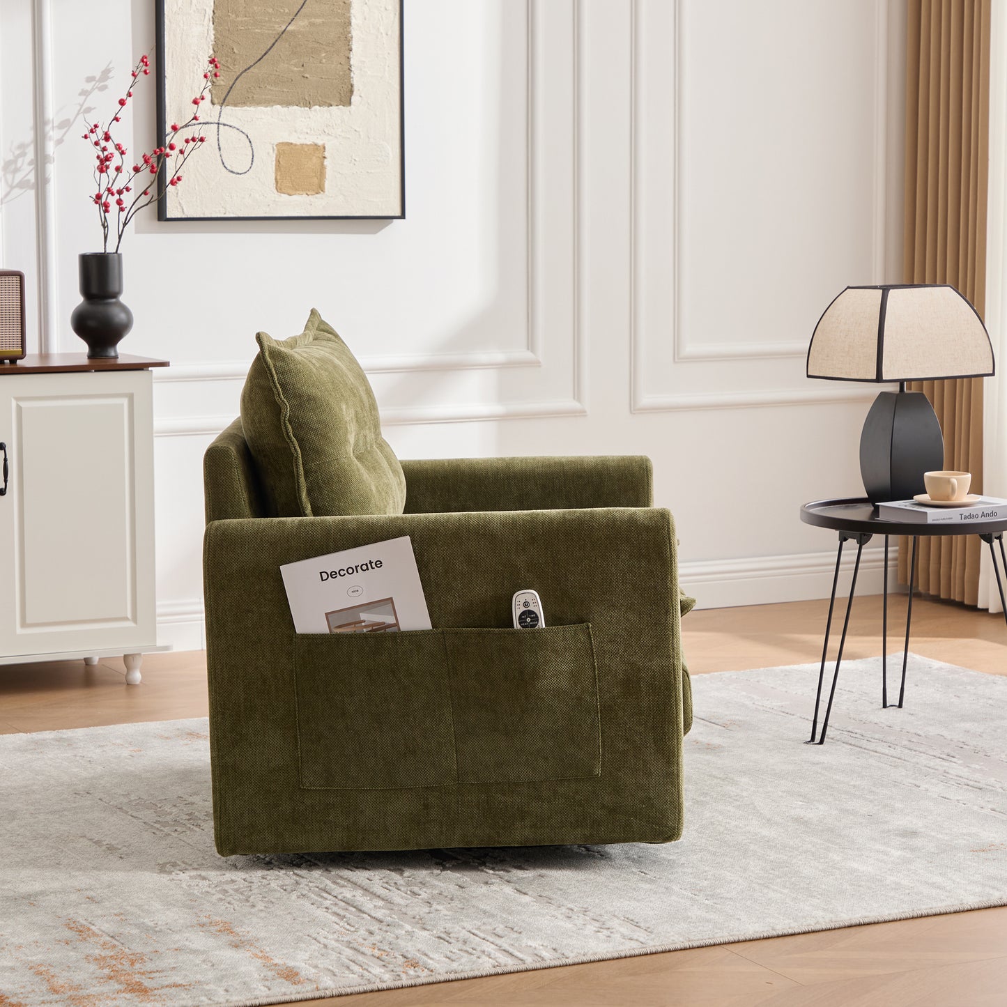 Asher Chenille Swivel Lounge Chair