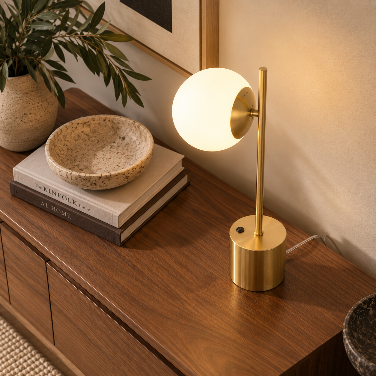 Celeste Brass Globe Table Lamp
